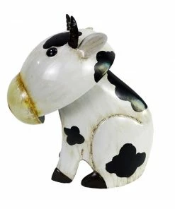 RK Brand Alpine Sitting White Metal Cow Décor - IPS432HH - Garden Accessories