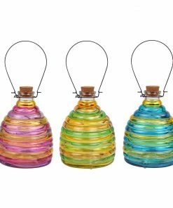 Alpine Assorted Two Toned Striped Glass Wasp Trap - GJD104ABB-L - Garden Statues & Lawn Ornaments