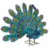 Alpine Metallic Feather-Spread Peacock Outdoor Décor JUM232 - Garden Accessories