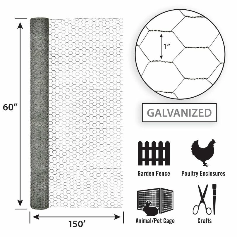 Garden Craft 60" x 150' Chicken Wire with 1" Openings - 166015 - Fence and Wire 3 Garden Craft 60" x 150' Chicken Wire with 1" Openings - 166015 - Fence and Wire - Image 3