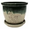 Various Brands Embossed Planter with Attached Saucer, Copper Cream, Small - R358CCCS - Planters
