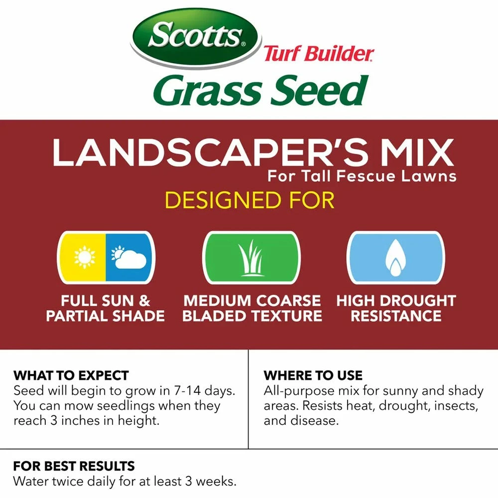 Scotts Turf Builder Landscapers Mix (North) Grass Seed, 20lbs - 18233 2 Scotts Turf Builder Landscapers Mix (North) Grass Seed, 20lbs - 18233 - Image 2