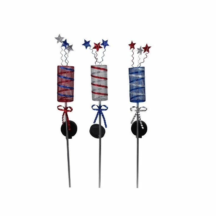 Alpine Solar Patriotic Firecracker Stake - QLP1432ABB-TM - Lighting, Torches & Firepits 1 Alpine Solar Patriotic Firecracker Stake - QLP1432ABB-TM - Lighting, Torches & Firepits