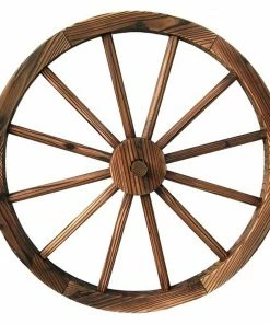 Maple Ridge 31" Burnt Wood Wagon Wheel - 906465 - Garden Statues & Lawn Ornaments