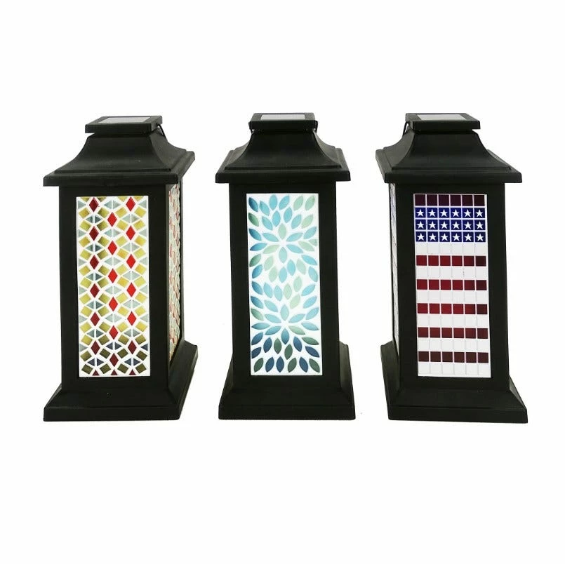 Alpine Solar Mosaic LED Lantern - SKY240ABB - Lighting, Torches & Firepits 1 Alpine Solar Mosaic LED Lantern - SKY240ABB - Lighting, Torches & Firepits
