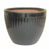 Various Brands Round Planter with Vertical Ribbing, Glossy Black, Small - GC0577GBS - Planters