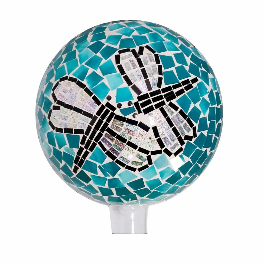 Alpine 10" Mosaic Dragonfly Duo Gazing Globe - HMD194 - Garden Accessories 1 Alpine 10" Mosaic Dragonfly Duo Gazing Globe - HMD194 - Garden Accessories
