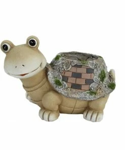 Alpine Light Brown Turtle Statue Pot Planter - HEH410 - Decorative Planters
