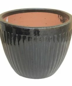 Various Brands Round Planter with Vertical Ribbing, Glossy Black, Small - GC0577GBS - Planters -Cheap Lawn Shop 48961cf27d0839e45a1788d8f1b6ad976481ee86 33910516 2