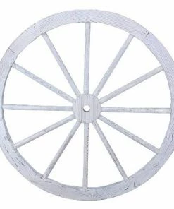 Maple Ridge 31" White Wash Wagon Wheel - WAGW31WTE - Garden Statues & Lawn Ornaments