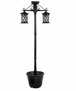 Various Brands Solar Two-Head Lamp Post with Planter 16169 - Planters