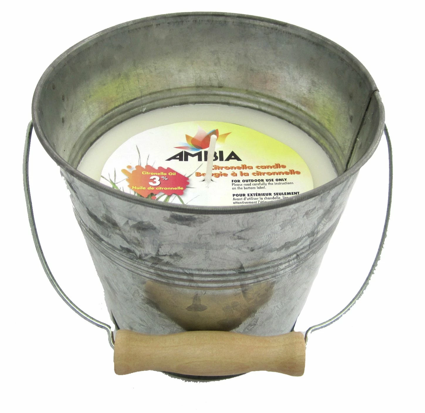 Ambia Acid Wash Citronella Bucket With Wood Handle, 12oz - AY71-33006 - Bug Candles & Zappers 1 Ambia Acid Wash Citronella Bucket With Wood Handle, 12oz - AY71-33006 - Bug Candles & Zappers