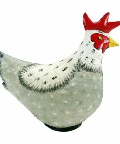 RK Brand Alpine Polka Dot White and Gray Metal Laying Hen Décor - JUM440HH - Garden Accessories