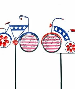 Alpine Americana Cycle Spinner Stake - LJJ1094A - Garden Accessories