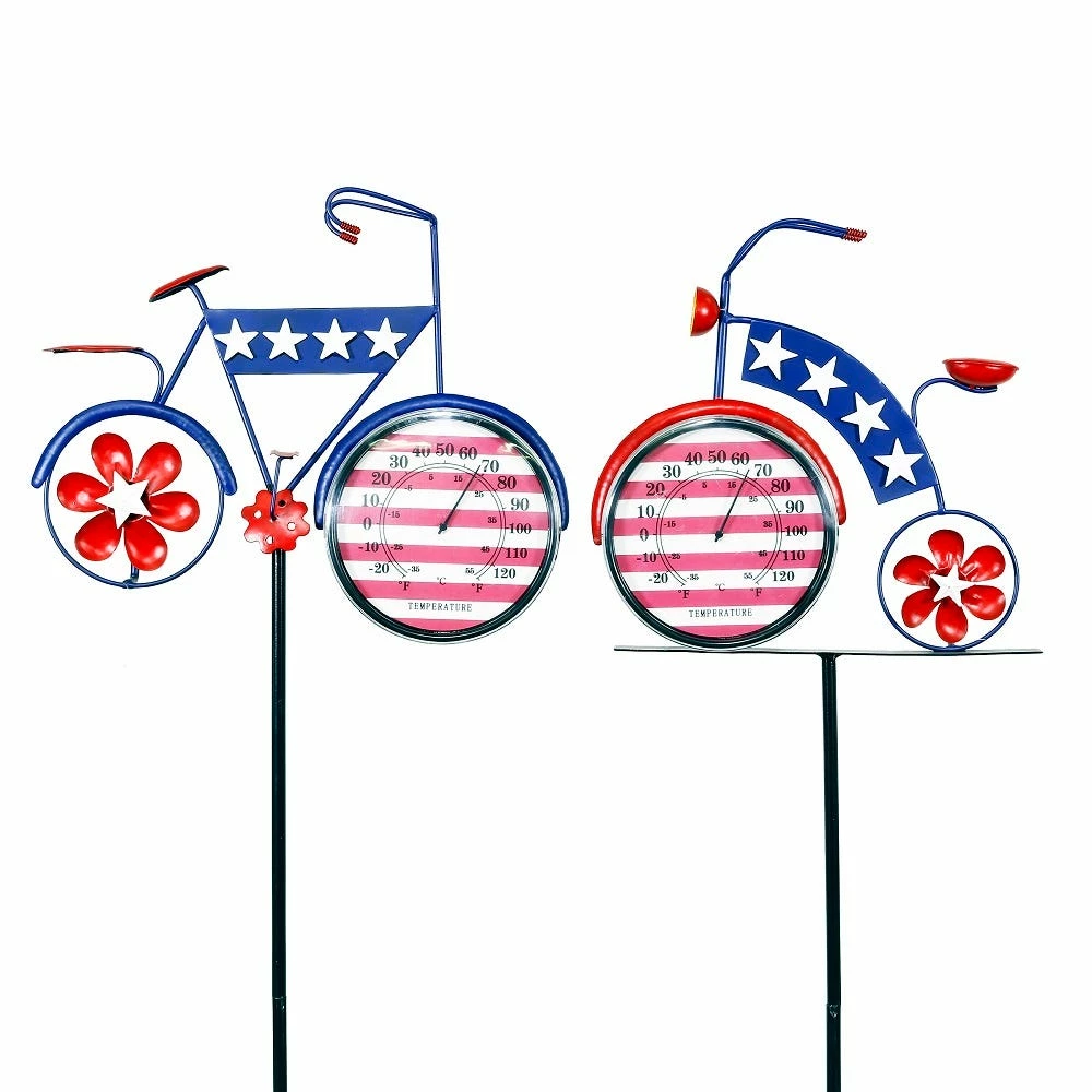 Alpine Americana Cycle Spinner Stake - LJJ1094A - Garden Accessories 1 Alpine Americana Cycle Spinner Stake - LJJ1094A - Garden Accessories