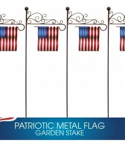 Alpine American Flag Metal Garden Stake NCY152 - Garden Accessories
