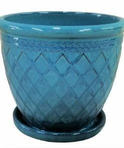 Various Brands Woven Planter, Dropping Blue, Large - ASCBRP8DBL - Planters
