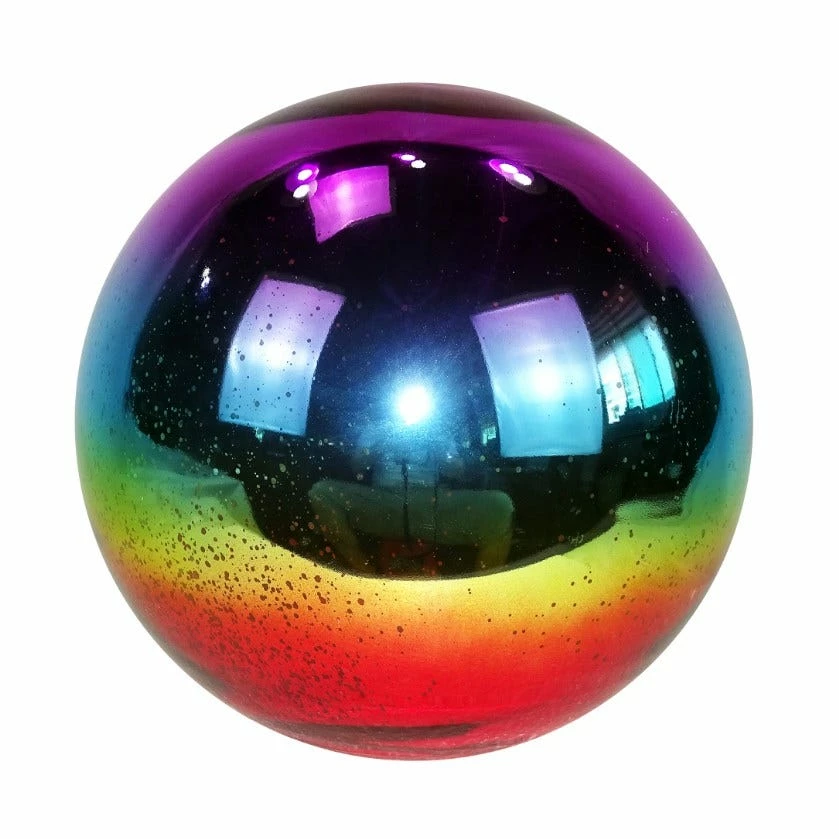 Alpine 10" Mosaic Gradient Rainbow Glass Gazing Globe - HMD128 - Garden Accessories 1 Alpine 10" Mosaic Gradient Rainbow Glass Gazing Globe - HMD128 - Garden Accessories