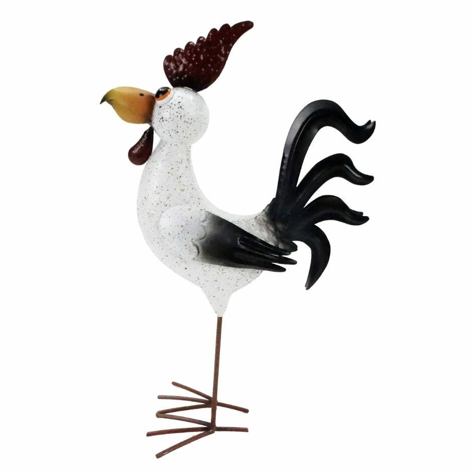 RK Brand Alpine White and Black Metal Rooster Décor - ABC368HH - Garden Accessories 1 RK Brand Alpine White and Black Metal Rooster Décor - ABC368HH - Garden Accessories