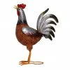 RK Brand Alpine 20" Tall Silver and Rust Rooster Statue - JUM388 - Garden Accessories