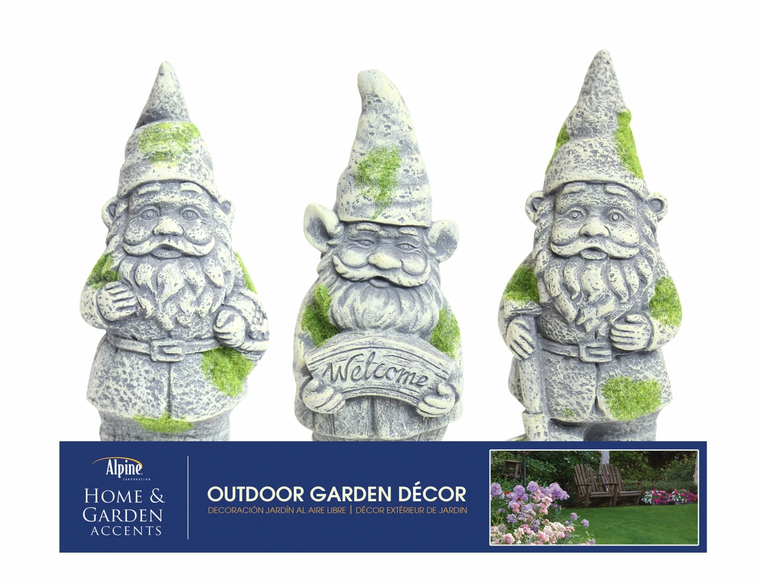Alpine Assorted 8 inch Moss Rock Gnomes Statuary KGD104ABB - Solar 1 Alpine Assorted 8 inch Moss Rock Gnomes Statuary KGD104ABB - Solar