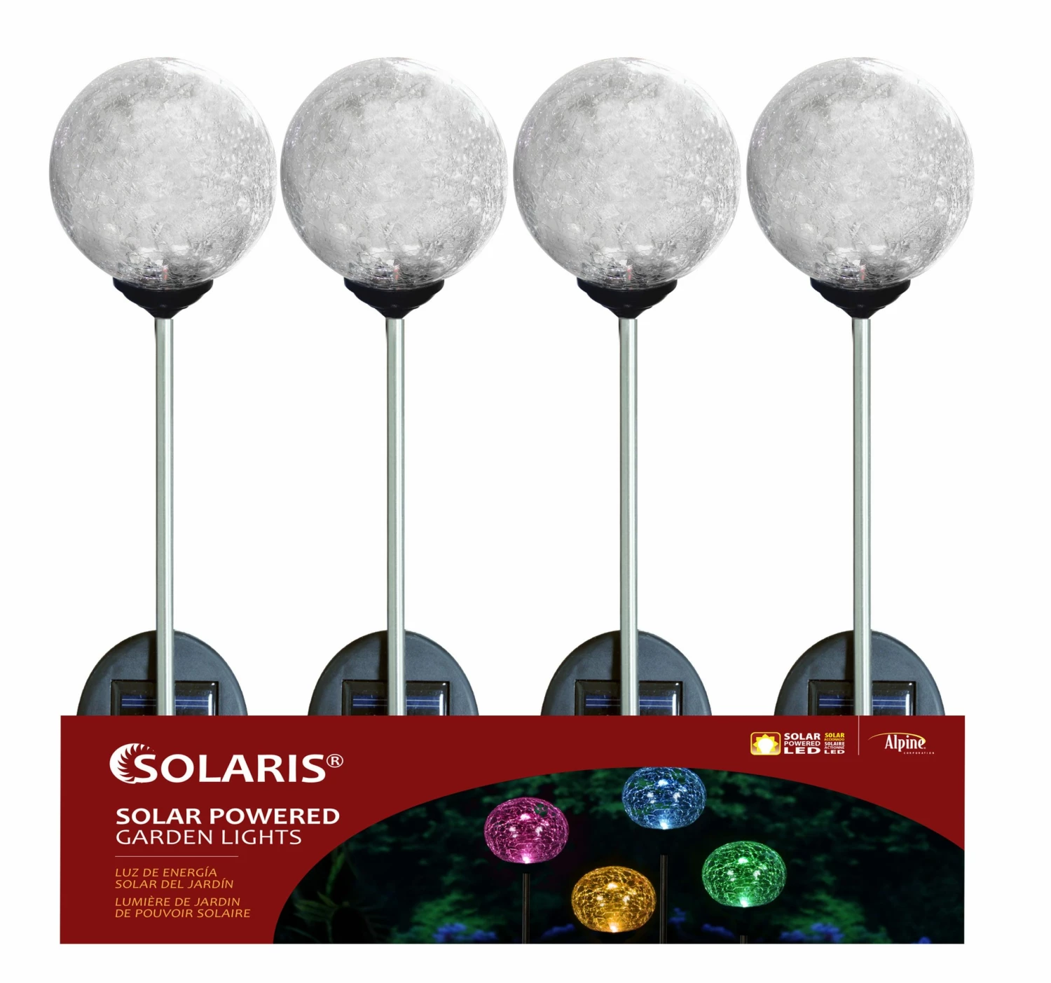 Alpine Assorted Solar Crackle Ball with Color Changing LED Stake GXP158BB-CC 1 Alpine Assorted Solar Crackle Ball with Color Changing LED Stake GXP158BB-CC