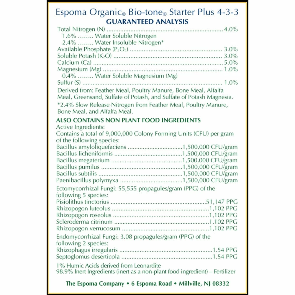 Espoma Biotone Starter Plus, 4 lbs. - BTSP4 - Fertilizers & Plant Food 2 Espoma Biotone Starter Plus, 4 lbs. - BTSP4 - Fertilizers & Plant Food - Image 2