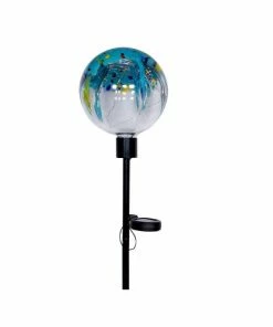 RK Brand Alpine Solar 18" Tall Colorful Raindrop Splashes Glass Ball LED Garden Stake - HTO168SLR - Lighting, Torches & Firepits