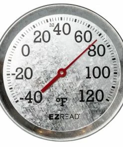 EZ Read 8" Metal Thermometer w/Hygrometer 840-0295 - Thermometers & Weather Gauges