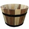 Avera Wood Round Barrel Planter 13 inch AWP304130 - Decorative Planters