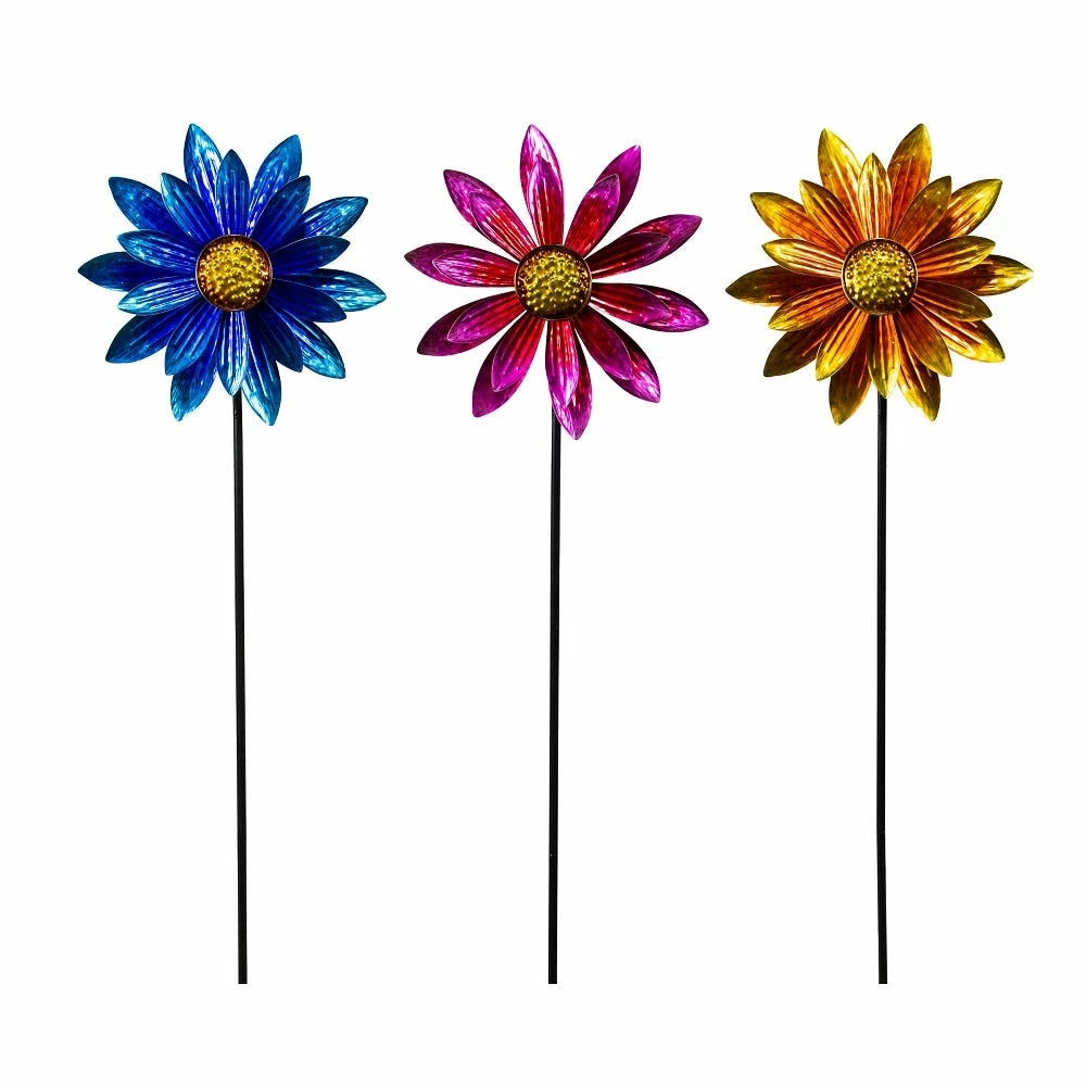 Alpine Metal Floral Wind Spinner Stake - LJJ1144A - Garden Accessories 1 Alpine Metal Floral Wind Spinner Stake - LJJ1144A - Garden Accessories