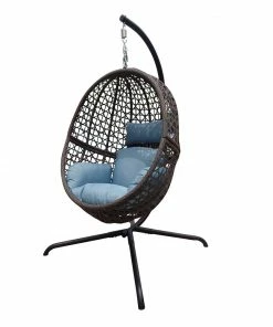 Maple Ridge Hanging Egg Swing Large Basket Style Chair with Fluffy Cushion - SW-RK916 - Patio Sets & Furniture