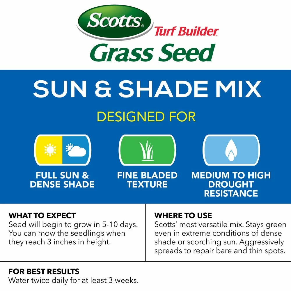 Scotts Turf Builder Sun & Shade Mix Grass Seed, 7 lb. - 18221 5 Scotts Turf Builder Sun & Shade Mix Grass Seed, 7 lb. - 18221 - Image 5