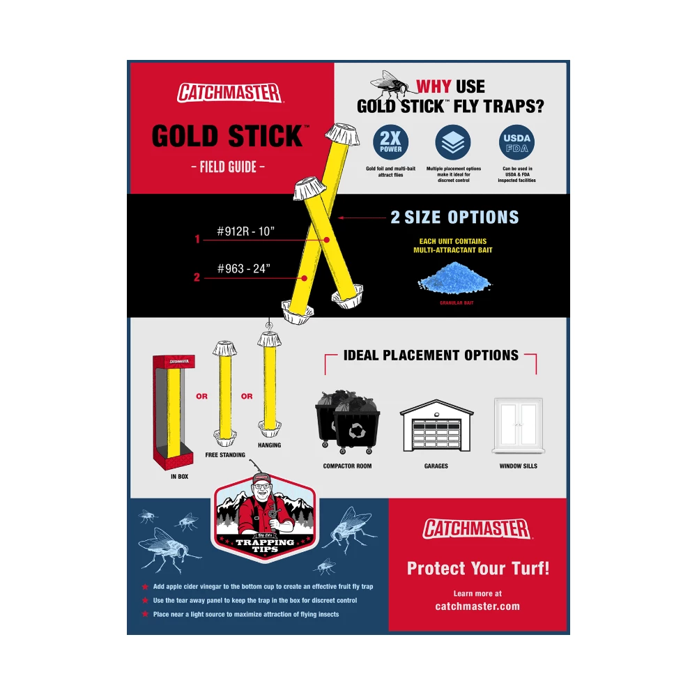 Catchmaster Gold Stick Fly Trap (Bait Included), 24" - 963 - Baits & Traps 3 Catchmaster Gold Stick Fly Trap (Bait Included), 24" - 963 - Baits & Traps - Image 3