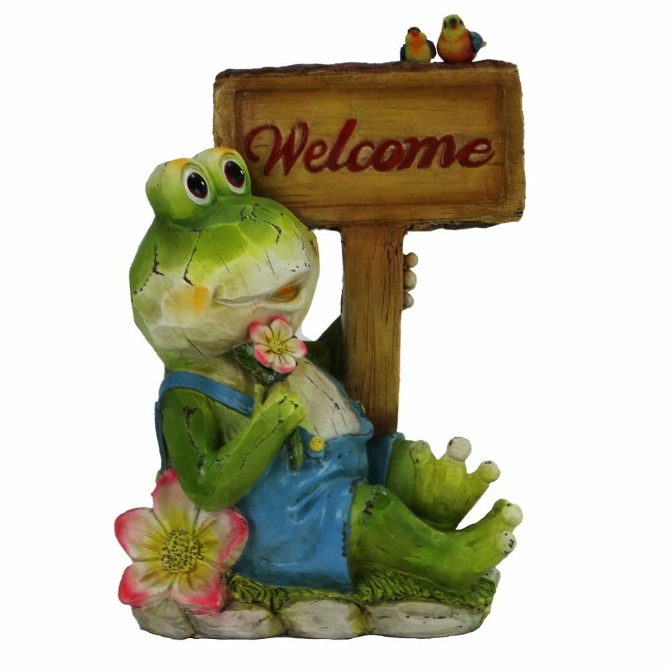 Alpine Laid Back Frog Statue with Welcome Sign - GDS166HH - Garden Accessories 1 Alpine Laid Back Frog Statue with Welcome Sign - GDS166HH - Garden Accessories