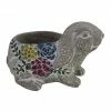 Alpine Gray Floral Rabbit Pot Planter - WGG444HH - Decorative Planters