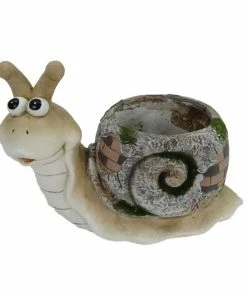 Alpine Light Brown Snail Statue Pot Planter - HEH412 - Decorative Planters