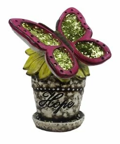Alpine Glittered Butterfly 'Hope' Flower Pot Statue - WQA1402HH - Garden Accessories