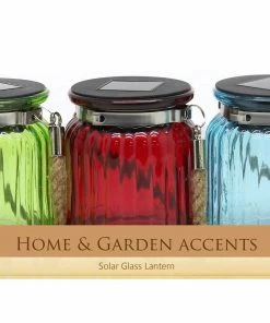 Alpine Assorted Solar Glass Hanging Jar with LED Lights QMC194ABB