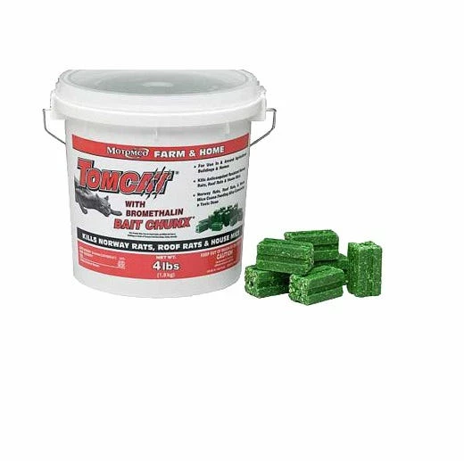 Tomcat Mouse/Rat with Bromethalin Bait Chunx, 4lb Pail - 22244 - Baits & Traps 1 Tomcat Mouse/Rat with Bromethalin Bait Chunx, 4lb Pail - 22244 - Baits & Traps