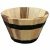 Avera Wood Round Barrel Planter 10 inch AWP304100 - Decorative Planters